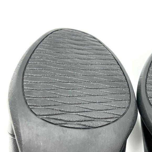 8N 8 NARROW WIDTH Clarks Womens Rosalyn Belle Black Leather Pumps Heels Shoes - Picture 9 of 13